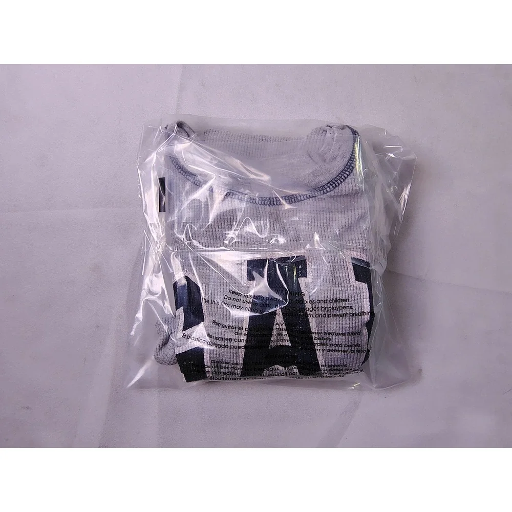 Gap Kids Shirt Boys Sz M Gray Waffle Knit‎ Thermal Long Sleeve Big Logo Pullover